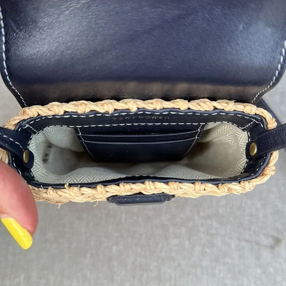 TORY BURCH Miller Straw Phone Crossbody - Midnight - Picture 11 of 16